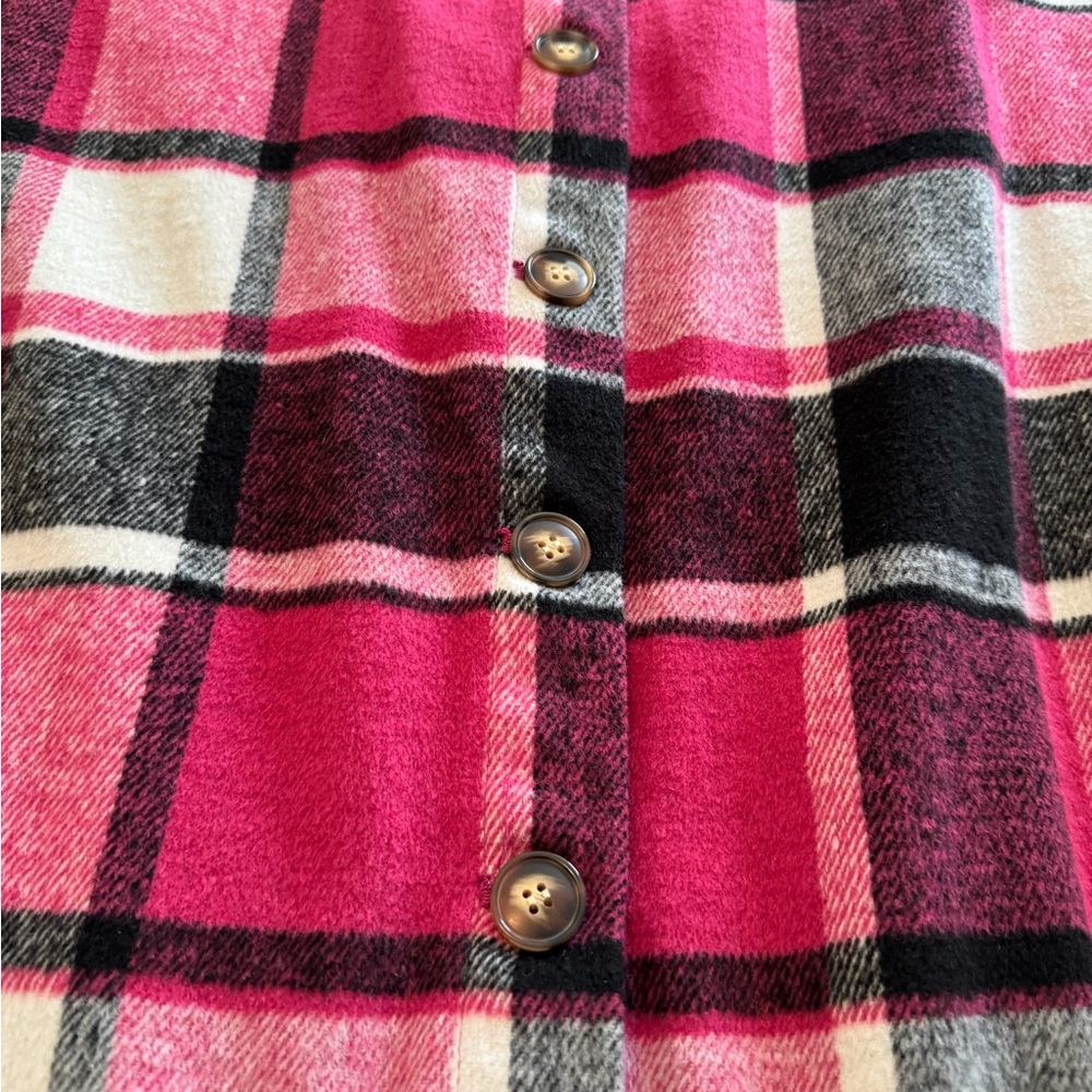 Oversized Plaid Flannel Shacket Hot Pink & Black Checkered Button-Down 2XL - Picture 6 of 11